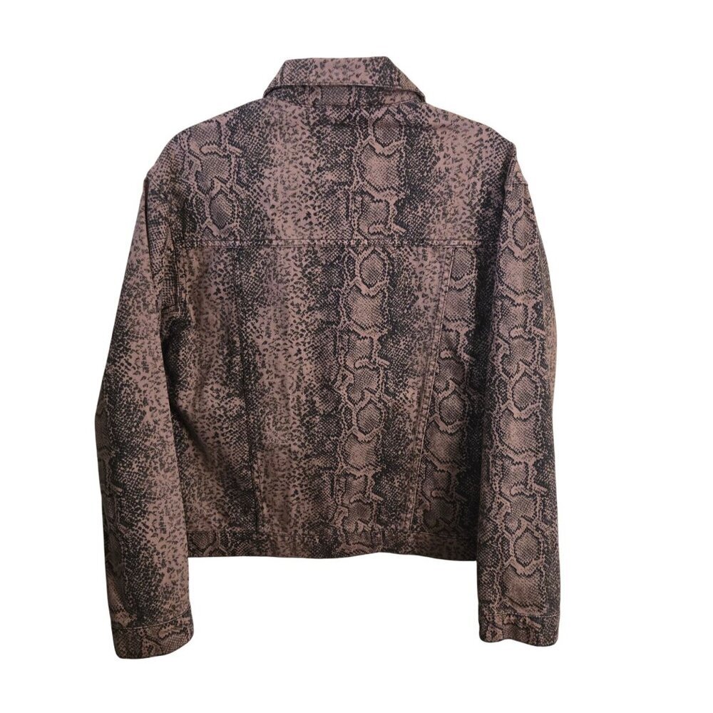 Free People Snake Print Trucker  Jacket Button Closure Pockets Size S - Picture 3 of 13